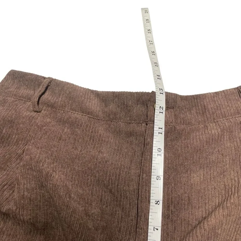 Brown Corduroy Wide Leg Bermuda Shorts N0590